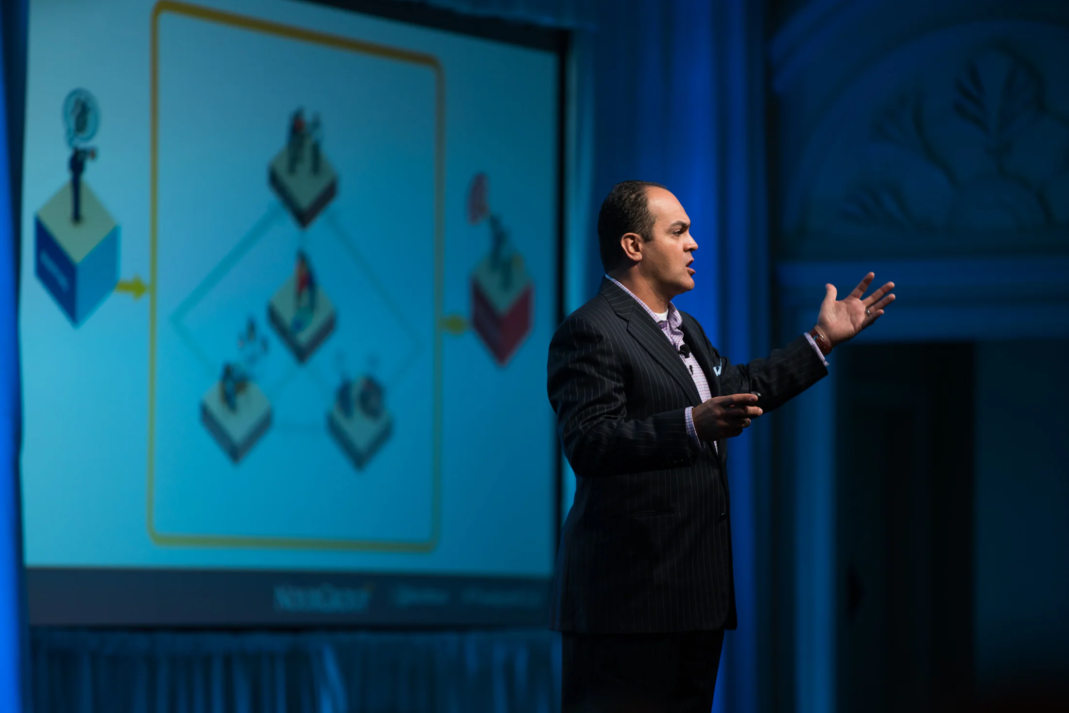 David Nour presenting to a large enterprise audience