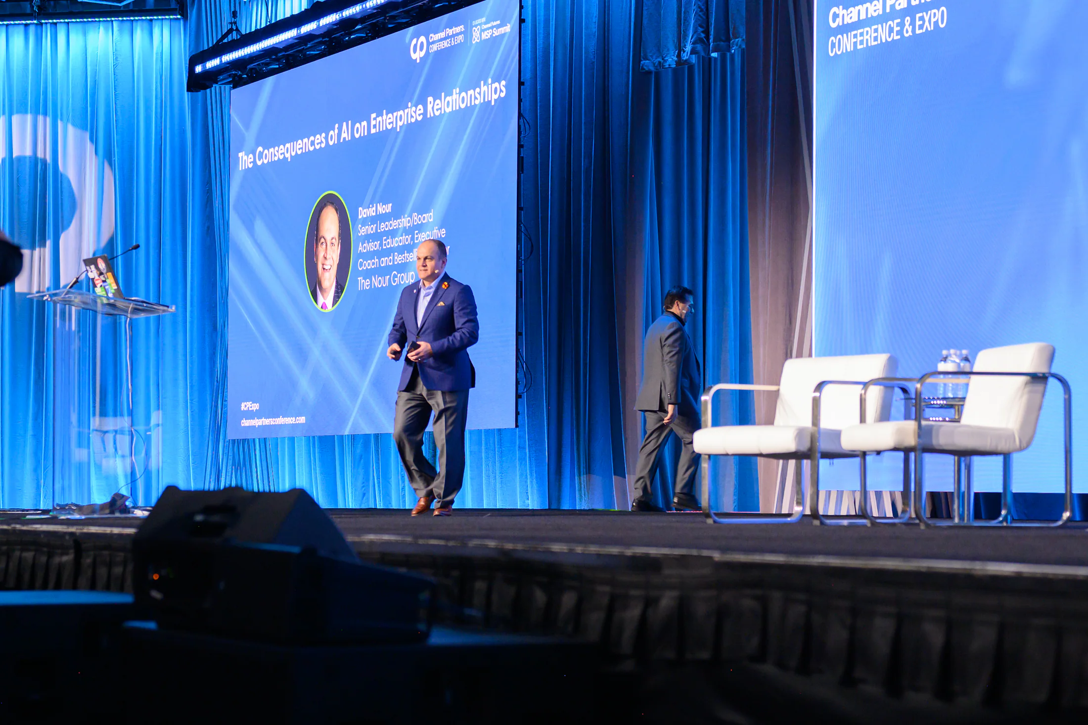 David Nour presenting to an executive audience